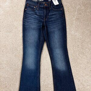 J. CREW 9" Billie Demi Boot Crop Jeans 23 Raw Frayed Hem Dark Button Fly NWT